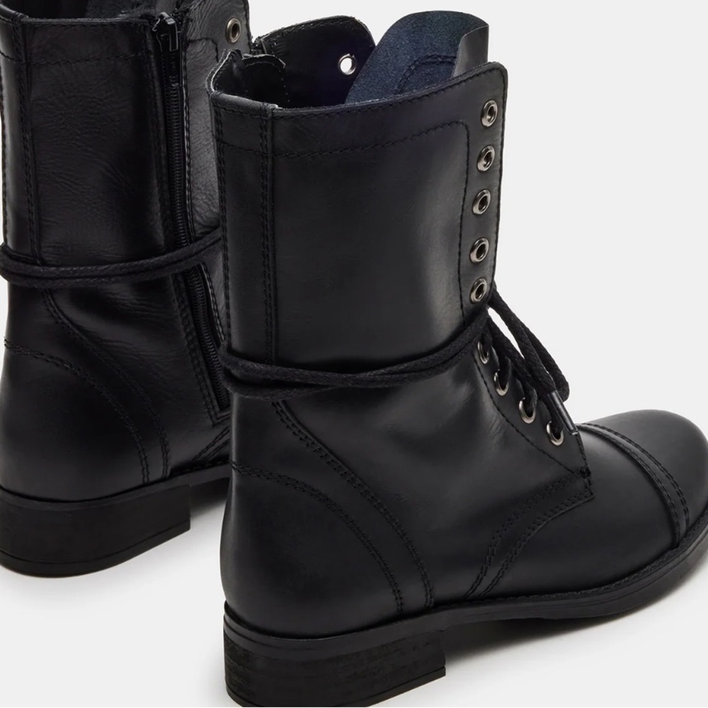 Steve Madden Tropa Leather Black Lace-Up Boots - Picture 6 of 6